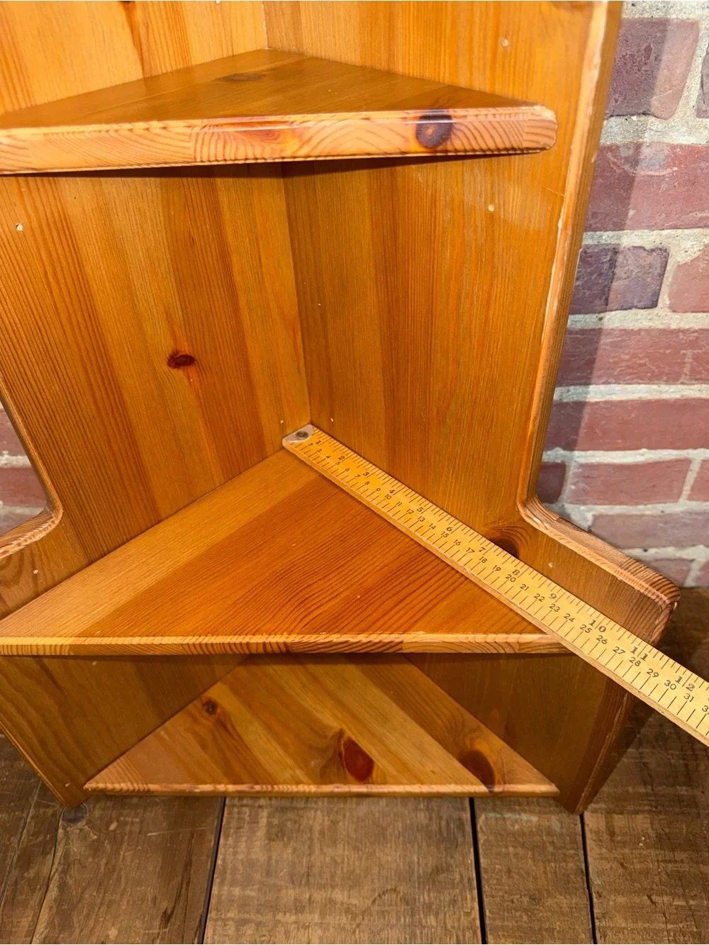 Corner Wall Display Shelf Natural Brown Adjustable Peg Shelves Rustic Farmhouse